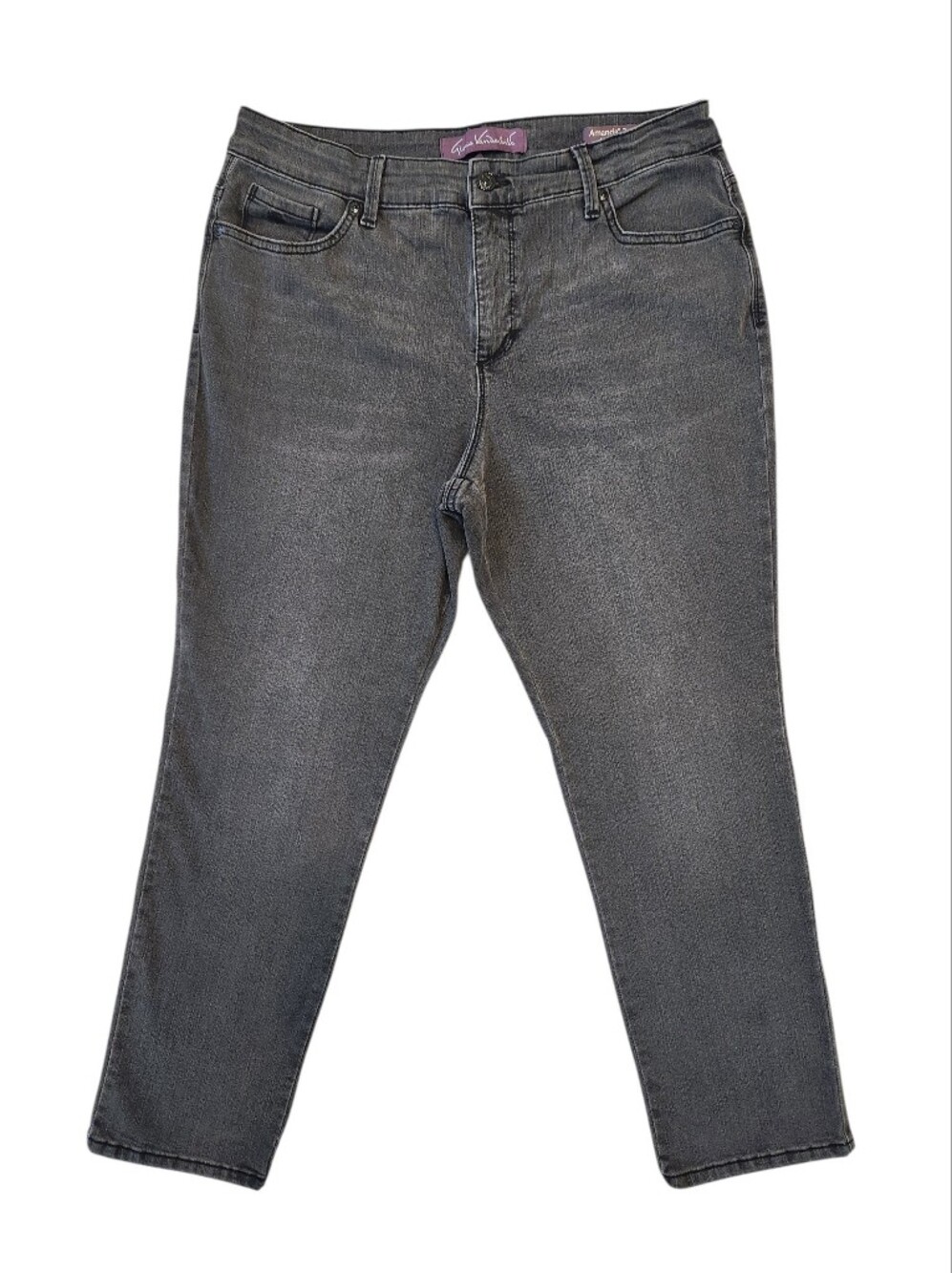 Charcoal Gray Embroidered Jeans